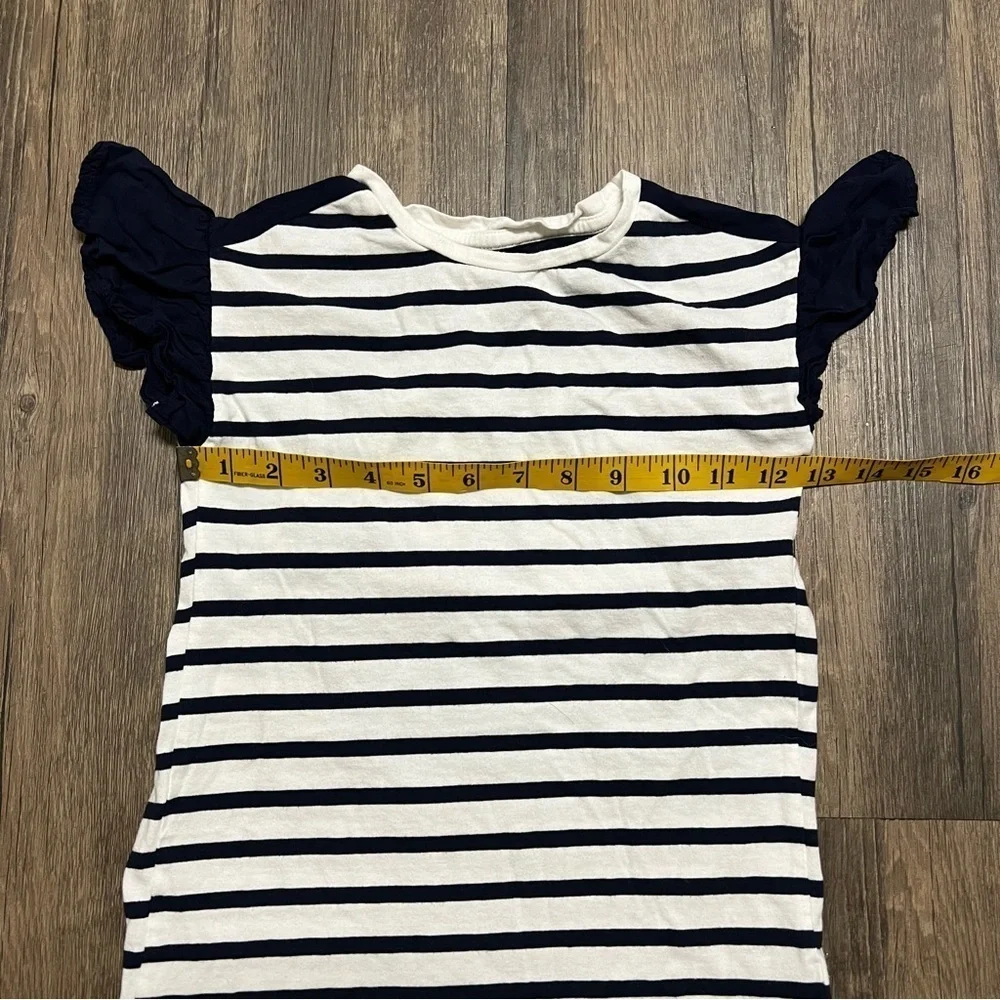 Gap Kids Girls Stripe Flutter Tee Shirt Dress Blue White Ruffle Short Sleeves XS
